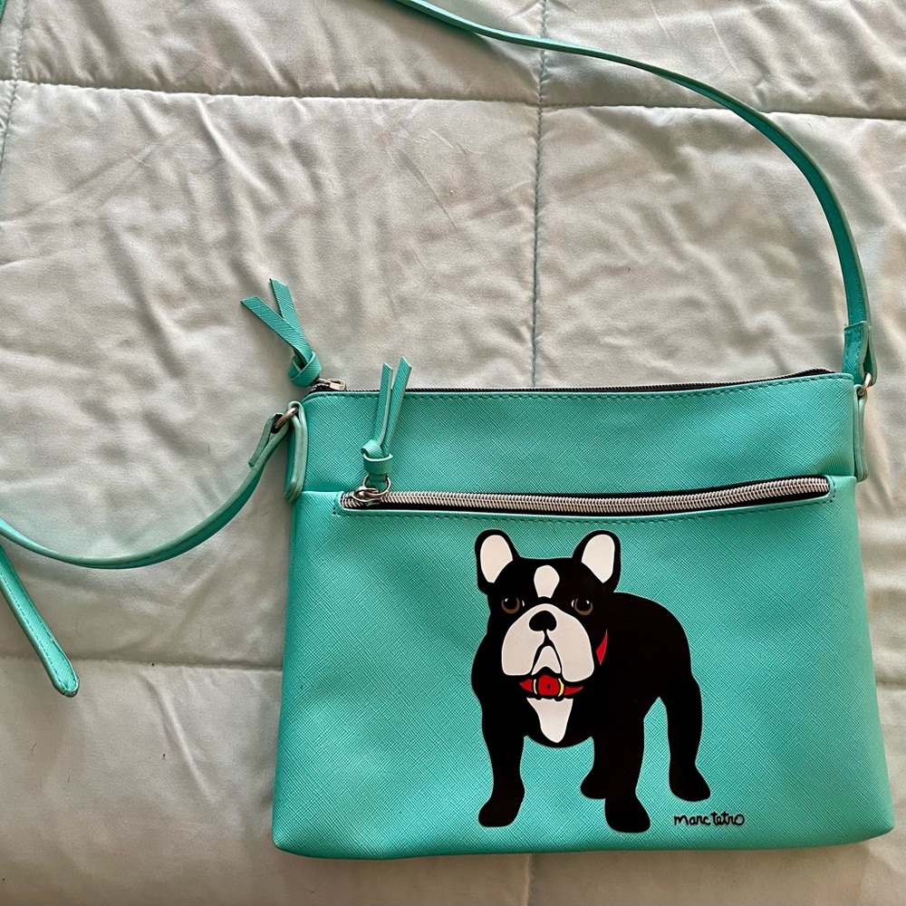 Marc Tetro Teal Crossbody Bag with Dog Design